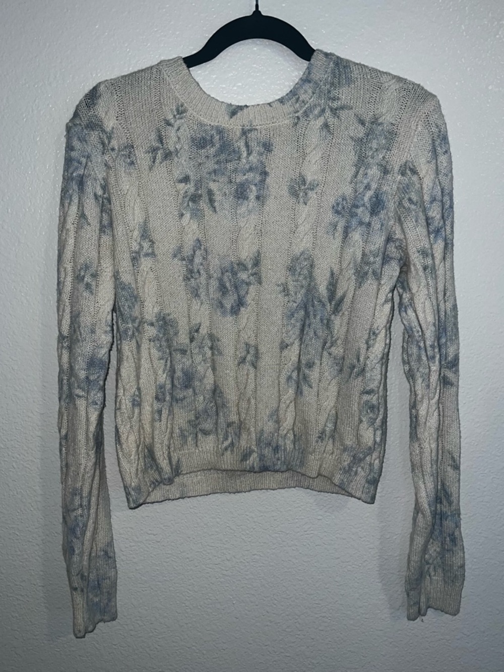 Sincerely Jules Cream Sweater with Light Blue Floral Motif